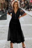Black Luminous Dawn Lace Gown