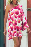 Rose Pink One Shoulder Floral Print Kimonos