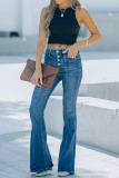 Washed Flare Jeans with Pockets