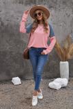 Pink Color Block Raglan Sleeve Top