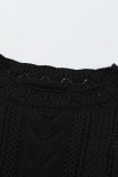 Black Crochet Lace Pointelle Knit Sweater
