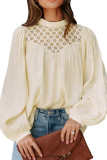 Apricot Crochet Lace Textured Balloon Sleeve Blouse