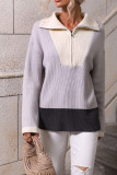 Half Zipper Color Block Pullover Sweaters