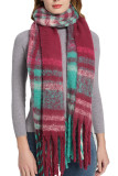 Plaid Tassel Trim Scarf MOQ 3pcs