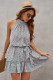 Green Halter Sleeveless Floral Mini Dress