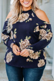 Floral Print Cold Shoulder Plus Size Top
