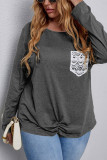 Lace Pocket Twist Plus Size Top