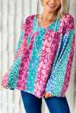Multicolor Floral Leopard Mix Patchwork Loose Pullover