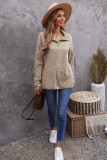 Apricot Heathered Turn-down Collar Pullover Sweatshirt
