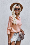 Orange Turn-down Collar Embossed Button Shirt