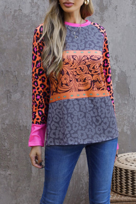Western Tribal Print Patchwork Long Sleeves Top