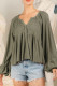 Puff Sleeve Ribbed Knitting Henley Top