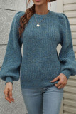 Plain Puffy Sleeves Pullover Sweaters