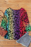 Colorful Leopard Gradient Loose Blouse