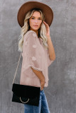 Pink Crew Neck Kimono Sleeve Knit Top