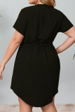 Plus Size Drawstring Elastic Waist Irregular Hem Dress Unishe Wholesale