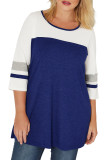 Colorblock 3/4 Sleeve Plus Size Top