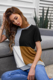 Brown Colorblock T-shirt with Slits