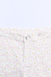 Pink Daisy Bell Bottom Flare Pants