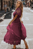 Red Luminous Dawn Lace Gown
