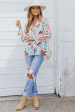 Red Cakewalk Floral Smocked Blouse