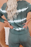 Army Green Tie-dye Stripes Pullover Top and Pants Lounge Set