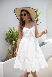 White Backless Hollow Knot Dress