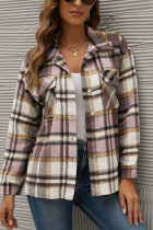 Plaid Button Down Pocketed Shacket Jacket Women UNISHE Wholesale