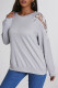 Plain Lace Patckwork Sleeve Plus Size Top