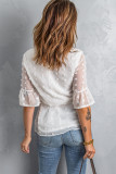 White Swiss Dot Tie Blouse
