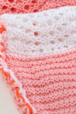 Orange Knit Colorblock Tank Top