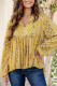 Yellow Boho Floral Patchwork Tassel Tie Babydoll Blouse