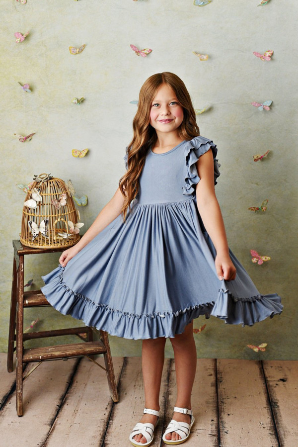 Ruffled Empire Waist Pleated Flowy Kid Dress