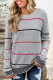 Gray Ribbed Knit Striped Sweater