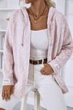 Drawstring Hooded Zipper Knitting Cardigan