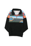 Aztec Print Atop Black Pullover Sweatshirt