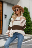 Striped Color Block Halter Criss Cross Back Sweaters