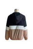 Color Block Open Zipper Drawstring Hem Coat
