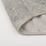Heathered Print Button Snap Neck Pullover Hoodie
