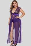 Purple Plus Size Locked Away Lover Lingerie Gown