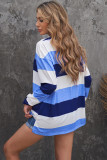 Blue Colorblock Long Sleeves Tunic Top