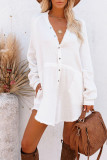 Blank Button Down Pocketed Shacket Shirts Women UNISHE Wholesale