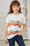 White Colorblock Striped Girls' T-shirt