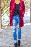 Plain Lapel Collar Open Velvet Cardigans
