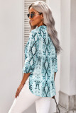 Blue Wild Snake Print Shirt with Pockets