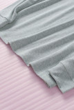 Gray Color Block Raglan Sleeve Top