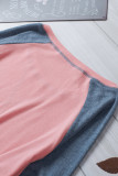 Pink Color Block Raglan Sleeve Top