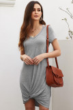Gray Clear Skies Jersey Twist T-Shirt Dress