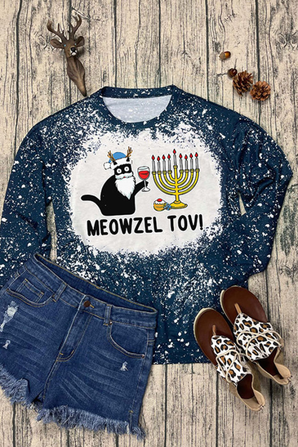 Meowzel Tov Jewish Catorah Hanukkah Long Sleeve Top Women UNISHE Wholesale