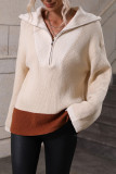 Half Zipper Color Block Pullover Sweaters